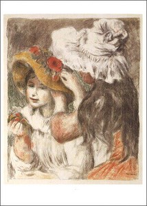 ポストカード アート ルノワール「花のピン飾りの帽子」