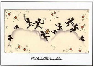 ポストカード クリスマス アート 作者不詳「雲の上でダンス」