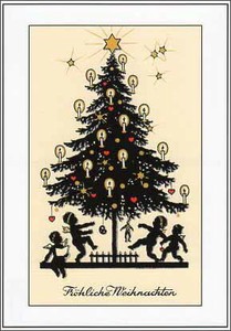 ポストカード クリスマス アート 作者不詳「クリスマスツリーの下でダンス」