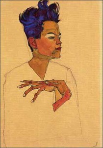 ポストカード アート シーレ「胸に手を置いた自画像」