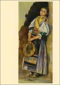 ポストカード アート ルノワール「イタリアの少女とタンバリン」