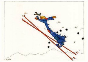 ポストカード イラスト マイケル・フェルナー「高く飛ぶ人」