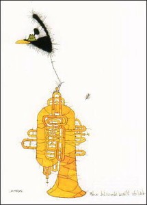 ポストカード イラスト マイケル・フェルナー「新しい楽器を必要としている国」