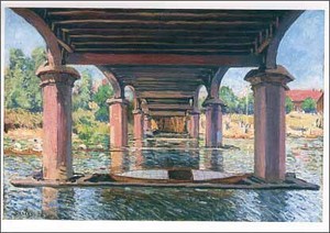 ポストカード アート シスレー「ハンプトンコートの橋の下」