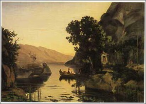 ポストカード アート コロー「ガルダ湖の岸辺の風景」