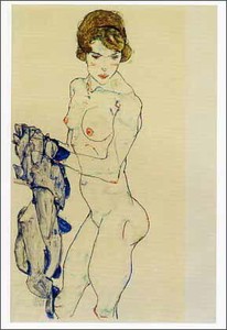 ポストカード アート シーレ「裸婦と青い布」