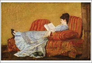 ポストカード アート カサット「読書をする若い女性」
