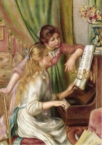 ポストカード アート ルノワール「ピアノを弾く少女たち」