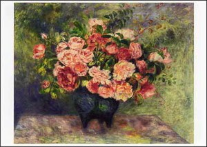ポストカード アート ルノワール「花瓶のバラ」