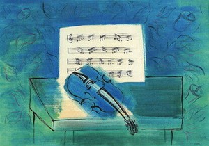 ポストカード アート デュフィ「青いヴァイオリン」楽器