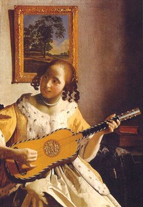 ポストカード アート フェルメール「ギターを弾く女」楽器