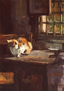 ポストカード アート ウォルター「テーブルの上の猫」
