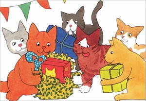 ポストカード イラスト ディッキー・ディックシリーズ「プレゼントをもらうディッキー」