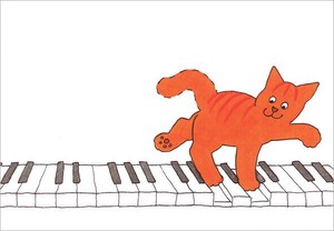 ポストカード イラスト ディッキー・ディックシリーズ「ピアノを弾くディッキー」
