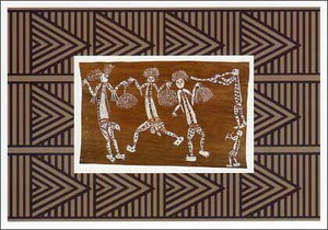 ポストカード アート オセアニアンアート「三人のダンサーと二人のミュージシャン」