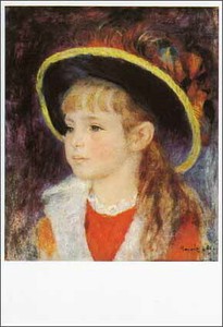 ポストカード アート ルノワール「青い帽子の少女」
