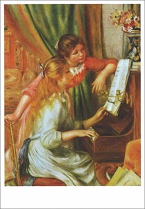 ポストカード アート ルノワール「ピアノに寄る少女たち」
