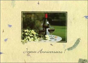 ポストカード カラー写真 赤ワインと白い花