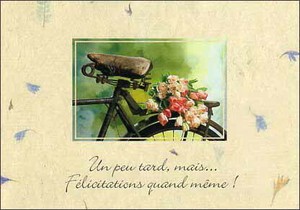 ポストカード カラー写真 自転車と花束
