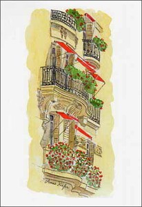 ポストカード イラスト アンヌ・キーフェル「ホテルプラザアセニーの正面」