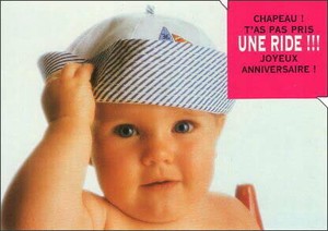 ポストカード カラー写真 ダイカットタイプ 定形外 帽子を被った赤ちゃん