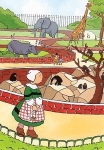 ポストカード イラスト ベカシーヌ「ベカシーヌと猿」