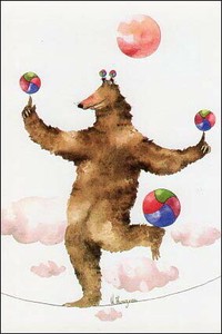 ポストカード イラスト クリスティーヌ・トゥゾー「クマの綱渡り」