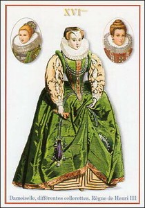 ポストカード イラスト クラシックファッション「ヘンリーの治世、異なるカラーの乙女」