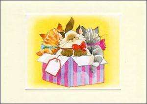 ポストカード イラスト ハニーベア「箱に入ったネコちゃん」