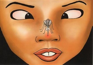 ポストカード イラスト フィンランドの蚊シリーズ「お鼻よ、もう少し高くなーれ！」