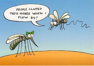 ポストカード イラスト フィンランドの蚊シリーズ「人間ってボクが飛んでると拍手するんだよねぇ」