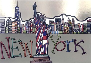 Postcard Statue Of Liberty Foil Stamping Colorful