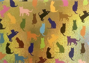 ポストカード イラスト「カラフルな猫」箔押し加工あり ネコ おしゃれ