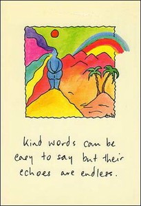 ポストカード イラスト スタティックス「親切な言葉をかけるのは簡単だが、 それらは無限大にこだまする」