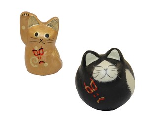 手漉き和紙　猫のミニ置物 　歌舞伎バージョン　メーカー処分