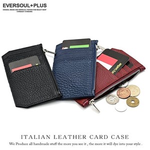 Card Case Coin Case Genuine Leather Italy Leather Wallet Zipper Coin Purse Mini