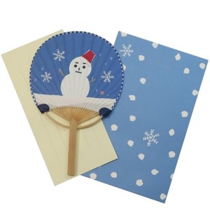 Letter paper "Ippitsusen" Attached Mini Japanese Fan Card Cool Snowman