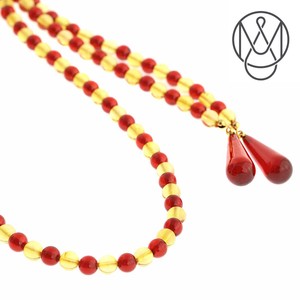 Amber Necklace Lariette Ruby Red Red Lemon type 6cm