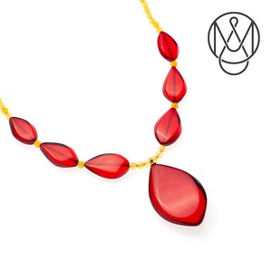 Amber Necklace Pendant Head Ruby Red Red Lemon 2 8mm 42 cm AMBER