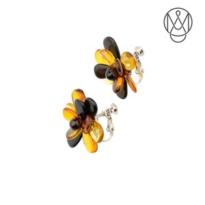 Amber Earring Multi-Color Cognac Lemon Cherry Flower Leaf Cut AMBER