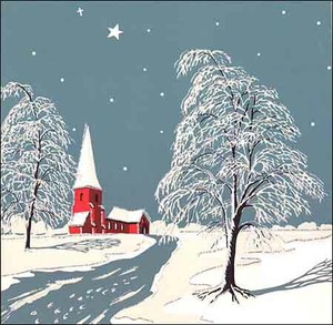グリーティングカード クリスマス「赤い教会」メッセージカード