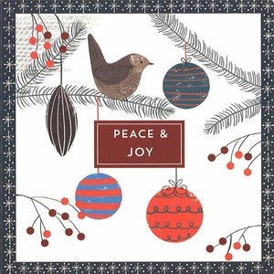 グリーティングカード クリスマス「鳥とオーナメント」メッセージカード