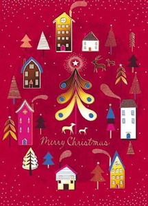 グリーティングカード クリスマス「スカンディナヴィアの村」メッセージカードトナカイ