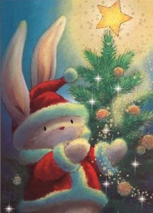 Greeting Card Christmas Santa Rabbit Christmas Tree Message Card