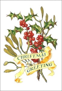 ミニグリーティングカード クリスマス「ヒイラギ」メッセージカード
