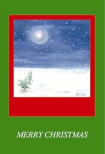 グリーティングカード クリスマス「雪景色」メッセージカード無地の用紙1枚