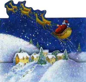 グリーティングカード/ダイカット クリスマス「サンタクロース」メッセージカード