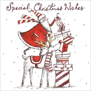 グリーティングカード クリスマス「サンタクロースとトナカイ」メッセージカード