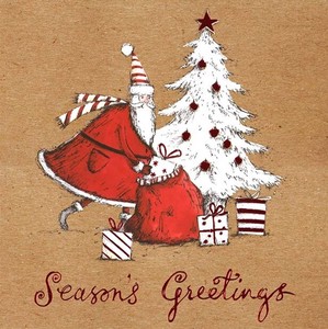 グリーティングカード クリスマス「プレゼントを用意するサンタクロース」メッセージカード