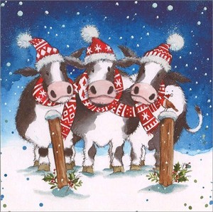 グリーティングカード クリスマス「3匹の牛」メッセージカード